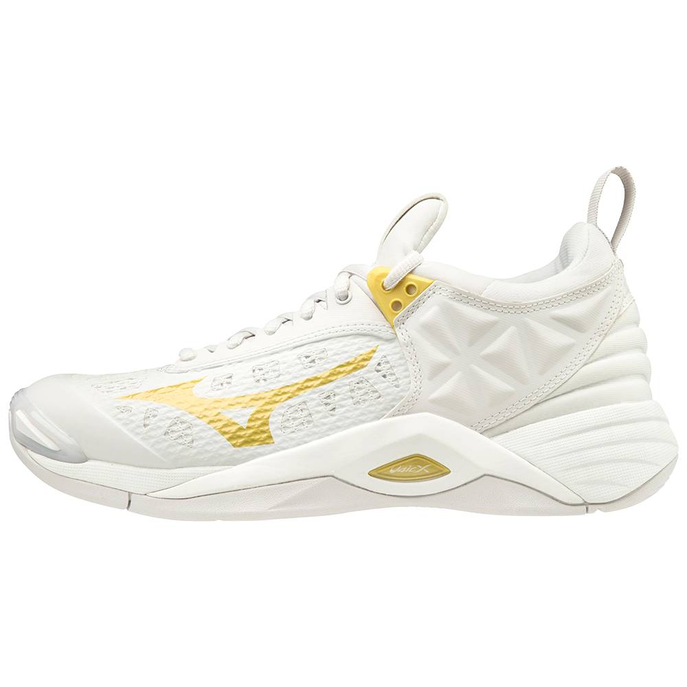 Sapatilhas Voleibol Mizuno Wave Momentum - Mulher - Branco/Douradas - OZNUE3901